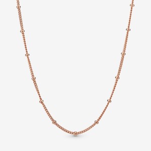 Pandora Beaded Chain Necklaces Rose Gold-plated | 167-POVKHG