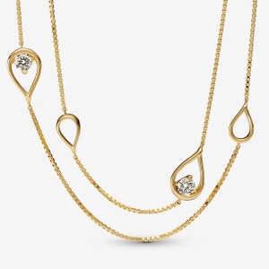 Pandora Brilliance Lab-created 0.50 ct tw Diamond Long Lab-Created Diamond Necklaces Gold | 498-OLGHQB