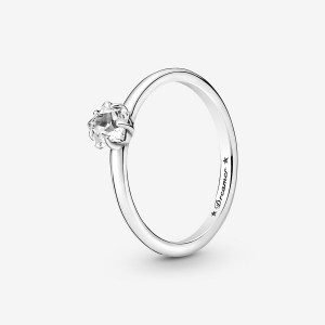 Pandora Celestial Sparkling Star Solitaire Halo & Solitaire Rings Sterling Silver | 708-MXCAJH