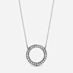 Pandora Circle of Sparkle Chain Necklaces Sterling Silver | 364-ECWDLZ