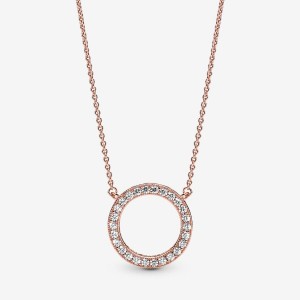 Pandora Circle of Sparkle Chain Necklaces Rose Gold Plated | 983-LSKRNW