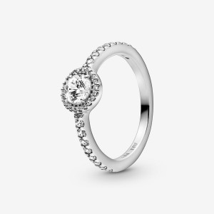 Pandora Classic Sparkle Halo Halo & Solitaire Rings Sterling Silver | 536-ZKFQRX