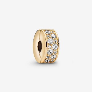 Pandora Clear Pavé Clip Clips Gold Plated | 712-GBUTQK