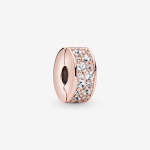 Pandora Clear Pavé Clip Clips Rose Gold Plated | 834-GAPVUM