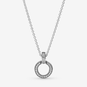 Pandora Double Circle Pendant Necklaces Sterling Silver | 350-WPNCIQ