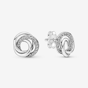 Pandora Family Always Encircleds Stud Earrings Sterling Silver | 986-TZVKLE