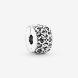 Pandora Flower Pattern Clip Clips Sterling Silver | 983-FOKBSC