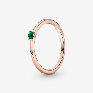 Pandora Green Solitaire Halo & Solitaire Rings Rose Gold Plated | 836-UEDSFH