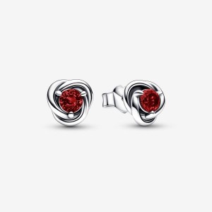 Pandora January Red Eternity Circles Stud Earrings Sterling Silver | 641-TKMZWQ