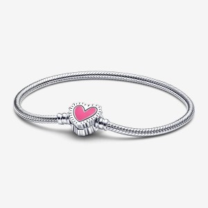 Pandora Keith Haring x Moments Radiant Heart Snake Chain Bracelets Sterling Silver | 498-FVHOBM