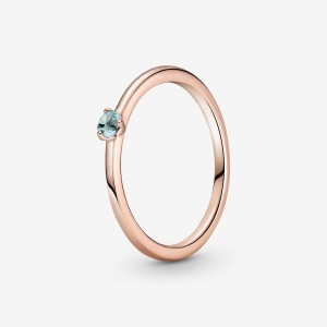 Pandora Light Blue Solitaire Halo & Solitaire Rings Rose Gold Plated | 573-PBVAZU