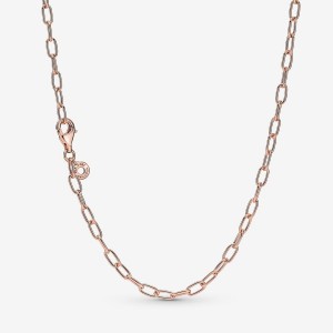 Pandora Link Chain Necklaces Rose Gold Plated | 481-DCVGNA