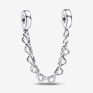 Pandora Linked Hearts Safety Safety Chains Sterling Silver | 762-DXNSZE