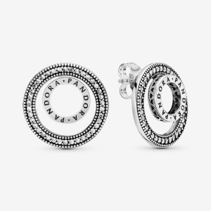 Pandora Logo Circles Stud Earrings Sterling Silver | 531-XOBRKF