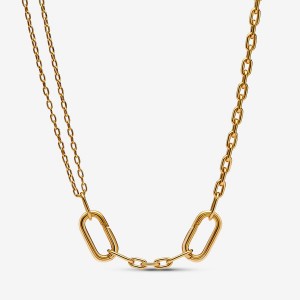 Pandora ME Double Link Chain Necklaces Gold Plated | 620-KILANS