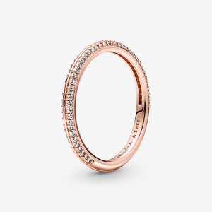 Pandora ME Pavé Band Rings Rose Gold Plated | 405-VHUFZD