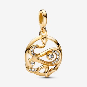 Pandora ME Pavé Snake Medallion Pendants Gold Plated | 014-PAGVDQ