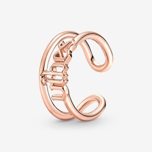 Pandora ME Vibes Open Statement Rings Rose Gold Plated | 978-MVZGSA