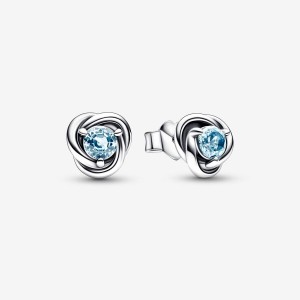 Pandora March Sea Aqua Blue Eternity Circles Stud Earrings Sterling Silver | 597-MCLBHJ