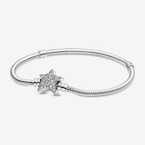 Pandora Moments Asymmetric Star Clasp Snake Charm Bracelets Sterling Silver | 974-LQKTRW