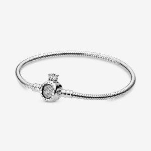 Pandora Moments Crown O Clasp Snake Charm Bracelets Sterling Silver | 708-USYEQK