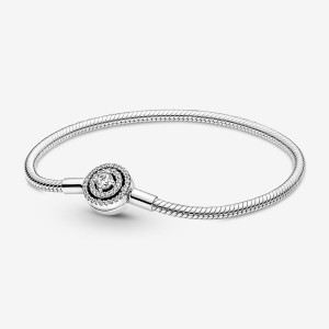 Pandora Moments Halo Snake Charm Bracelets Sterling Silver | 916-LNVCMX