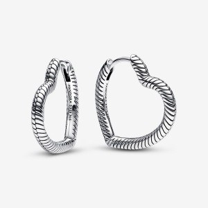 Pandora Moments Heart Hoop Earrings Sterling Silver | 943-GAUDLW