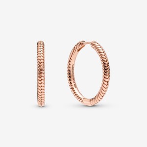 Pandora Moments Hoop Earrings Rose Gold Plated | 632-VWZDBF