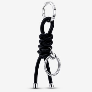 Pandora Moments Leather-free Fabric Key Charm Holders Sterling Silver | 159-JRFKXG