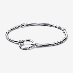 Pandora Moments O Closure Snake Charm Bracelets Sterling Silver | 018-SKPAMQ