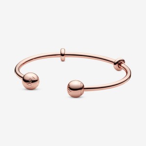 Pandora Moments Open Bangle Bangles Rose Gold Plated | 892-OURLYM