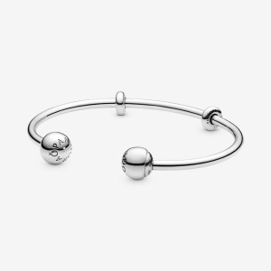 Pandora Moments Open Bangle Charm Holders Sterling Silver | 213-QKZCED