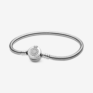 Pandora Moments Sparkling Crown O Snake Charm Bracelets Sterling Silver | 429-UFCEAX