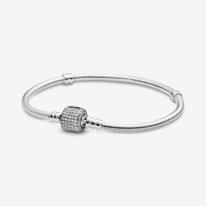 Pandora Moments Sparkling Pavé Clasp Snake Charm Bracelets Sterling Silver | 438-JEYFLB