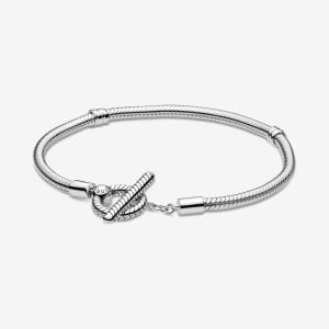 Pandora Moments T-Bar Snake Charm Bracelets Sterling Silver | 316-FOKXLC