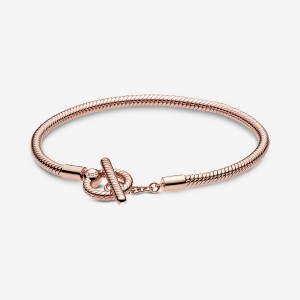 Pandora Moments T-Bar Snake Charm Holders Rose Gold Plated | 518-SBCOWR