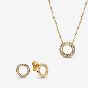 Pandora Necklace & Earring Sets Gold Plated | 365-NBCJDX