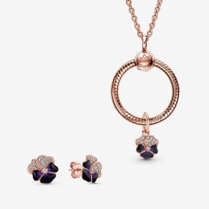 Pandora Necklace & Earring Sets Rose Gold Plated | 514-IYMDNO