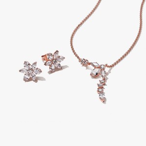 Pandora Necklace & Earring Sets Rose Gold Plated | 035-WYVDSJ