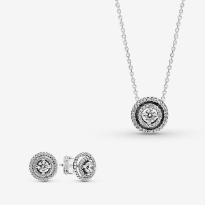 Pandora Necklace & Earring Sets Sterling Silver | 651-TDAMBF