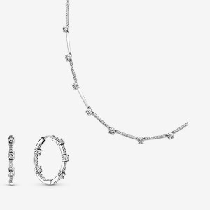 Pandora Necklace & Earring Sets Sterling Silver | 817-OZMNDB