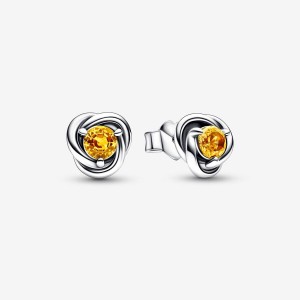 Pandora November Honey Eternity Circles Stud Earrings Sterling Silver | 253-PNAYLQ