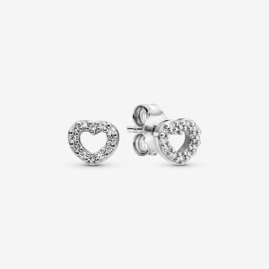 Pandora Open Hearts Stud Earrings Sterling Silver | 589-OUTEYZ