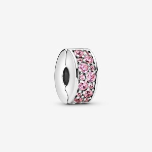 Pandora Pink Pavé Clip Clips Sterling Silver | 471-FSHBVU