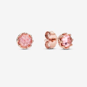 Pandora Pink Sparkling Crowns Stud Earrings Rose Gold Plated | 293-XONFKD