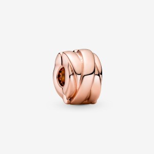 Pandora Polished Ribbons Clip Clips Rose Gold Plated | 492-SNULZX