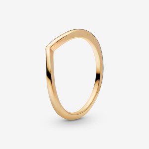 Pandora Polished Wishbone Stackable Rings Gold Plated | 219-EQJCRW