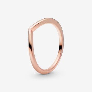 Pandora Polished Wishbone Stackable Rings Rose Gold Plated | 716-BYZMAG