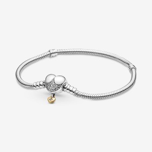 Pandora Princess Moments Heart Snake Charm Bracelets Two-tone | 305-SFOAPI