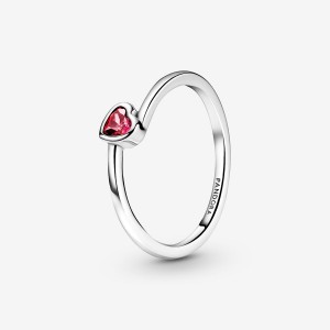 Pandora Red Tilted Solitaire Heart & Promise Rings Sterling Silver | 493-FAWDLK